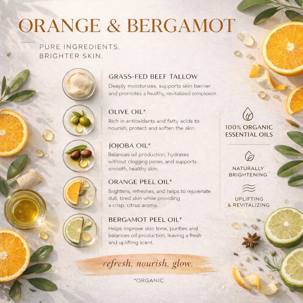 Grass fed Tallow Cream Orange & Bergamot